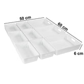 Schubladen Organizer - 6 cm hoch - 9 Teile - in 2 Größen - für 50x60cm Schublade Aufbewahrungsbox weiß - Ordnungssystem